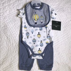NWT - 6-9m Bib & bodysuit w Pants Set